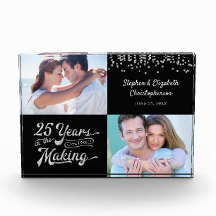 Silver Anniversary Then and Now Photos Confetti