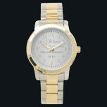 Silver Anniversary Watch<br><div class="desc">Silver Anniversary watch. Customize and personalize the name , as desired.This elegant watch makes a fabulous gift for any occasion whether it's a Christmas present for a grandparent, an engagement or anniversary present for a special couple or even a birthday present or retirement gift.</div>