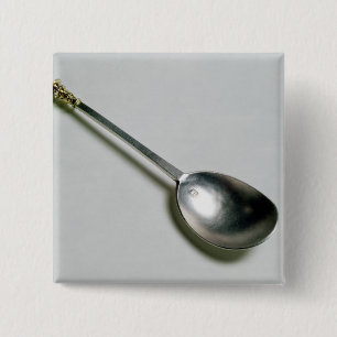 Silver apostle spoon with gold seal top, 1668 2 inch square button