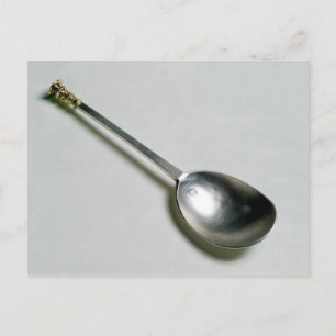 Silver apostle spoon with gold seal top, 1668 postcard
