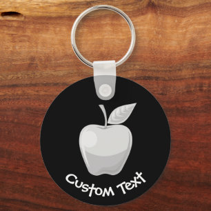 Silver Apple Keychain
