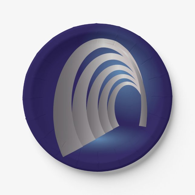 silver arcade tunnel paper plate (Front)