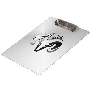 Silver Aries the Ram Zodiac Clipboard