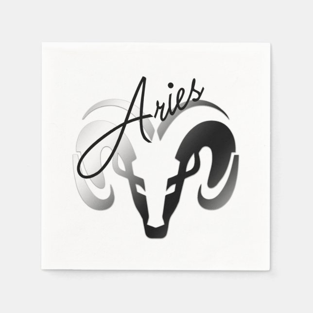 Silver Aries the Ram Zodiac Napkin (Front)