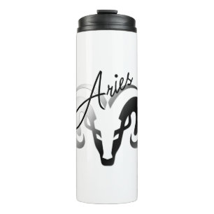 Silver Aries the Ram Zodiac Thermal Tumbler