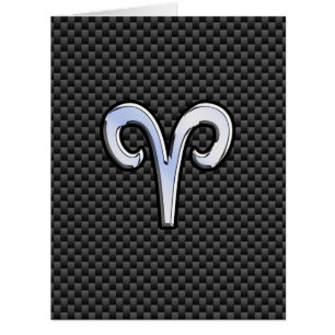 Silver Aries Zodiac Sign Black Carbon Fibre Print
