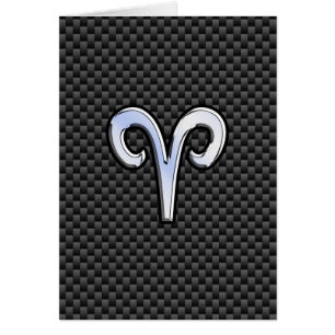 Silver Aries Zodiac Sign Black Carbon Fibre Print
