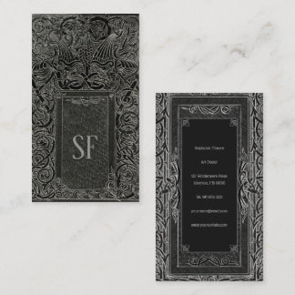 Silver Art Deco with your Monogram Business Card