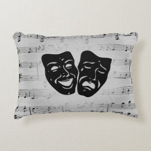 Silver Art Unites Theatre Masks Accent Pillow