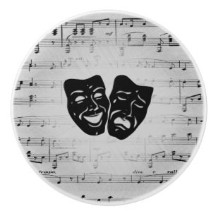Silver Art Unites Theatre Masks Ceramic Knob