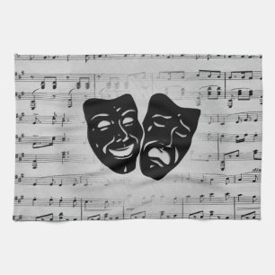 Silver Art Unites Theatre Masks Kitchen Towel