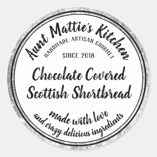 Silver Artisan Handmade Gourmet Food Label (Front)