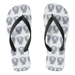 Silver Awareness Ribbon Angel Custom Flip Flops