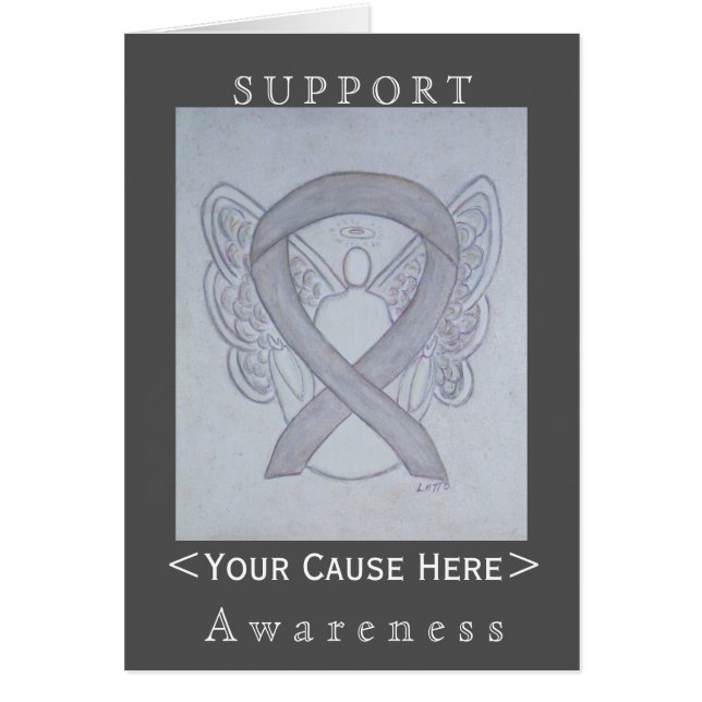 Silver Awareness Ribbon Angel Customized Card (Front)