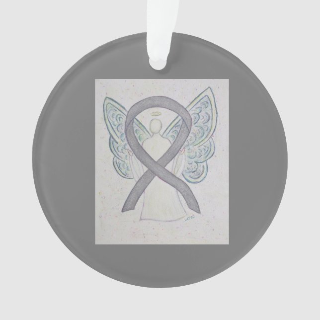 Silver Awareness Ribbon Angel Ornaments (Front)