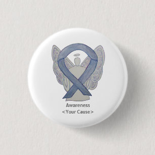 Silver Awareness Ribbon Custom Angel Pin Buttons