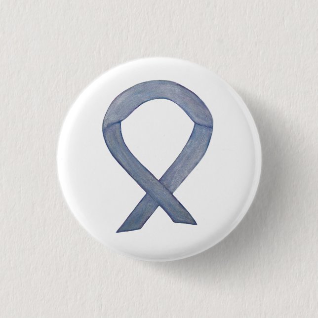 Silver Awareness Ribbon Custom Art Pin Buttons (Front)