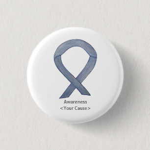 Silver Awareness Ribbon Custom Art Pin Buttons