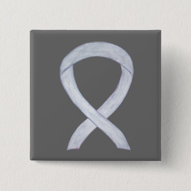 Silver Awareness Ribbon Custom Art Pins (Front)