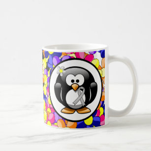Silver Awareness Ribbon Penguin Coffee Mug