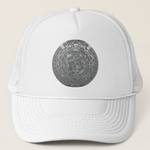 Silver Aztec Calendar Trucker Hat