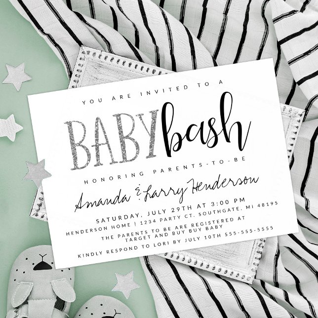 Silver Baby Bash, Couples Baby Shower Invitation (Creator Uploaded)