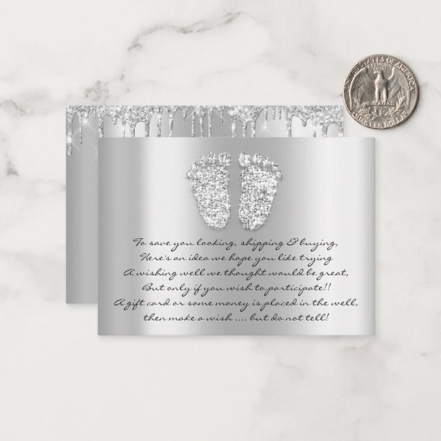 Silver Baby Shower  Girl Boy Gift Card  (Front/Back In Situ)
