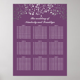 Silver Baby's Breath Plum Wedding Seating Chart