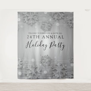 Silver Backdrop Corporate Elegant Winter Glam Tapestry