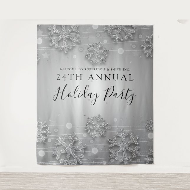 Silver Backdrop Corporate Elegant Winter Glam Tapestry (Front)
