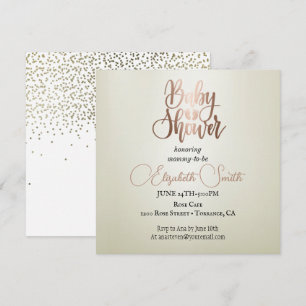Silver background, confetti, baby shower invitation