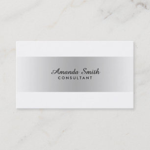 Silver Badge Simple White Elegant Professional Business Card