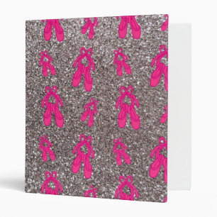 Silver ballet slippers glitter pattern binder