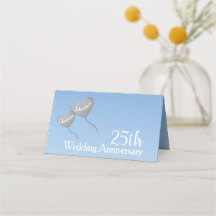 Silver balloon personalisable wedding anniversary place card