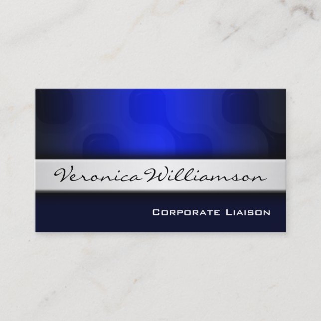 Silver Band Modern Professional Blue Business Card (Front)