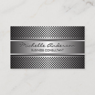 Silver Banner   Metallic Silver Perforated Mesh Business Card