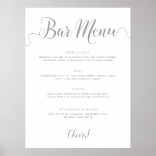 Silver Bar Menu Wedding Drinks Menu Poster