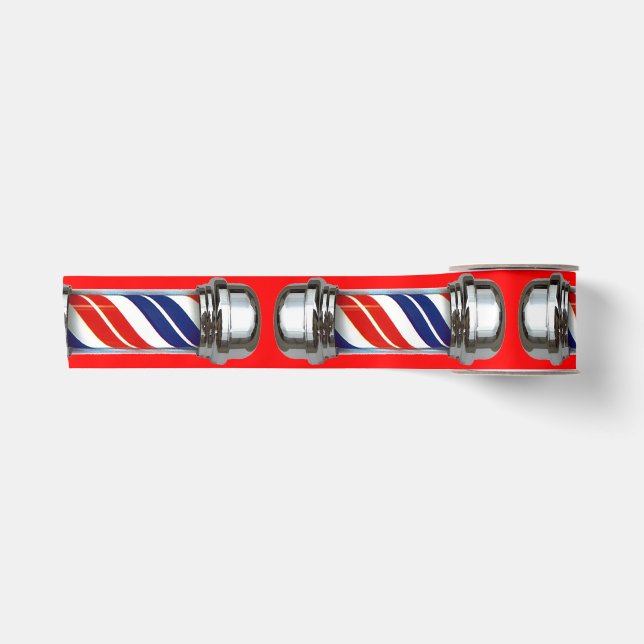 Silver Barber Pole Satin Ribbon (Front)
