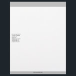 Silver Bars Letterhead<br><div class="desc">A classic silver bars letterhead, available in 5 paper types. The design features your company name (in silver) and company message (in black) at the top, followed by lines of optional addresses and contact information (in grey), all nestled between two silver bars of different heights at the top and bottom...</div>