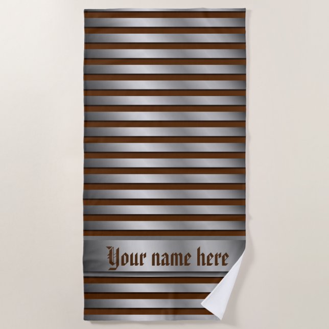 silver Beach towels,stripes,colourful+ craft, Beach Towel (Front)