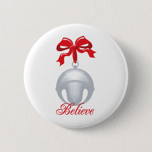 Silver Bell Believe 2 Inch Round Button