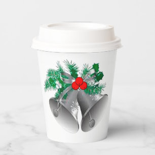 Silver Bells and Holly Paper Cups
