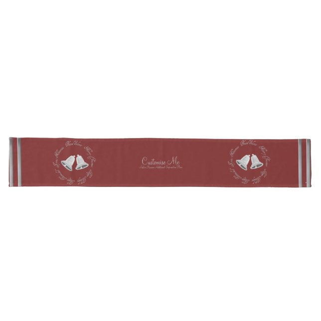 Silver Bells Christmas Long Table Runner (Horizontal)