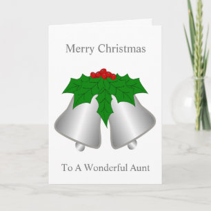 Silver Bells Design Aunt Christmas Holiday Card