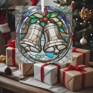 Silver Bells Faux Stained Glass Ornament
