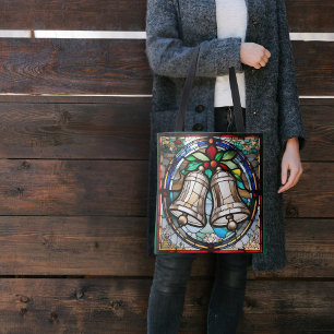 Silver Bells Faux Stained Glass Tote Bag