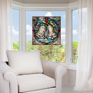 Silver Bells Faux Stained Glass Window Cling