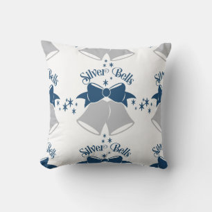 Silver Bells/ Geometric Blue Pillow