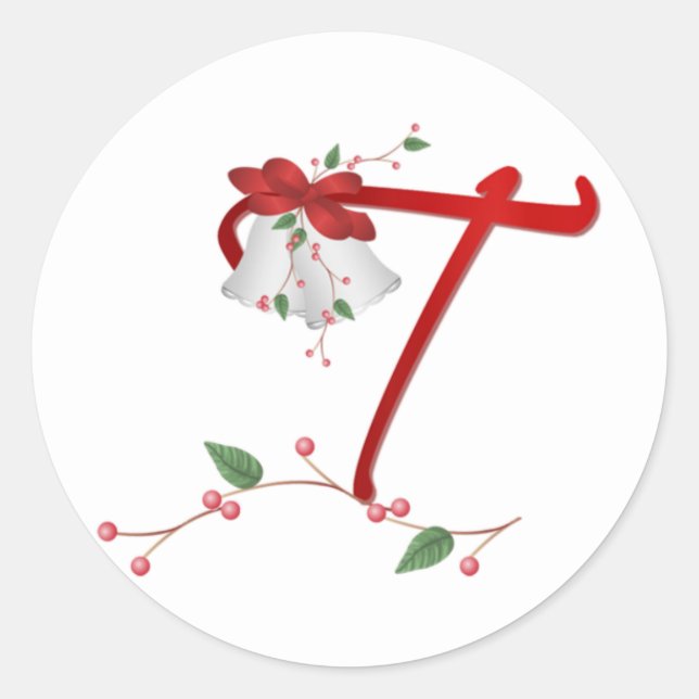 Silver Bells Initial T Round Stickers (Front)