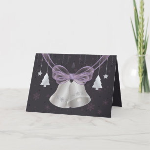 Silver Bells & Purple Bow Holiday Card